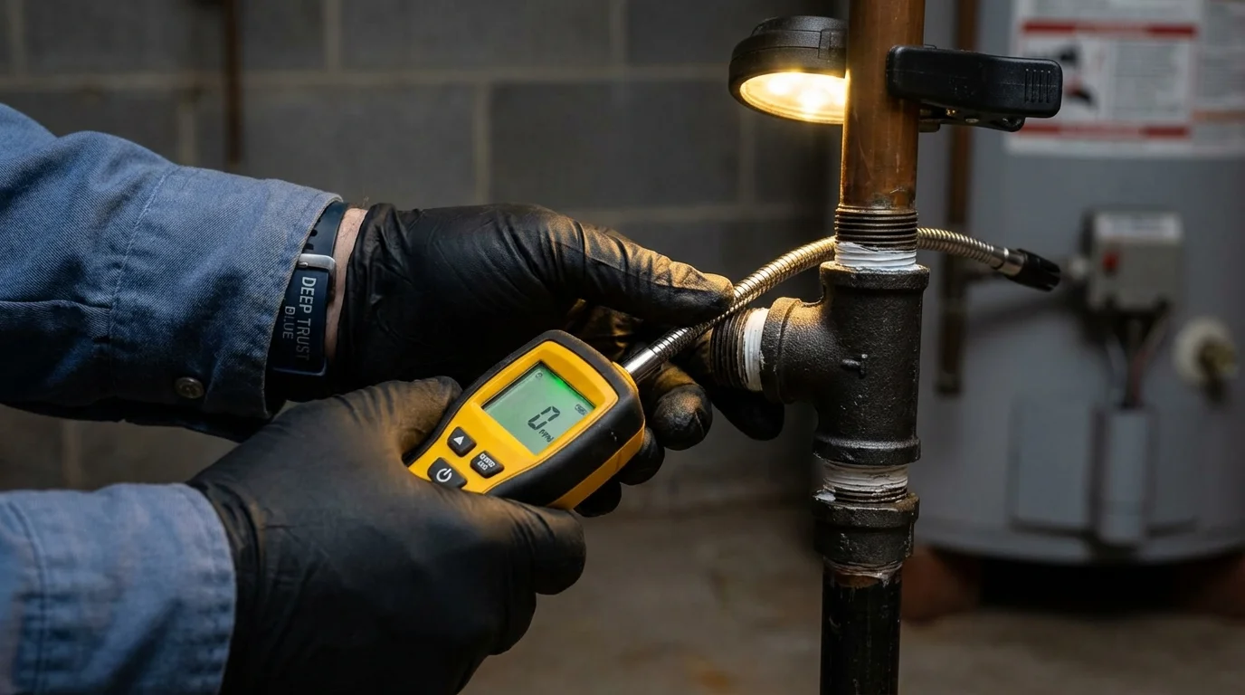 Gas leak detection with electronic sniffer by Johns Plumbing LLC in Rotan