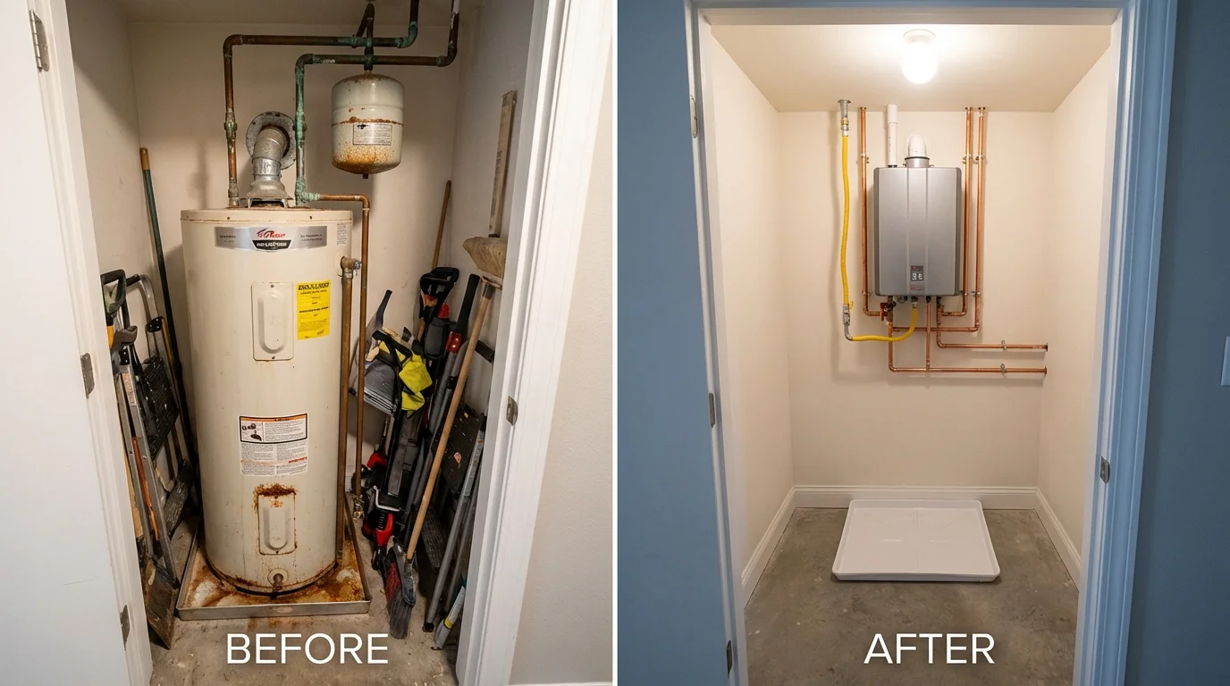 Tank water heater versus wall-mounted tankless unit comparison for Rotan, TX homeowners